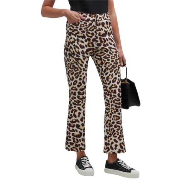 Le Superbe Cathouse High Waist Flare Ankle Pants Stretchy Animal Leopard Print - Picture 1 of 16